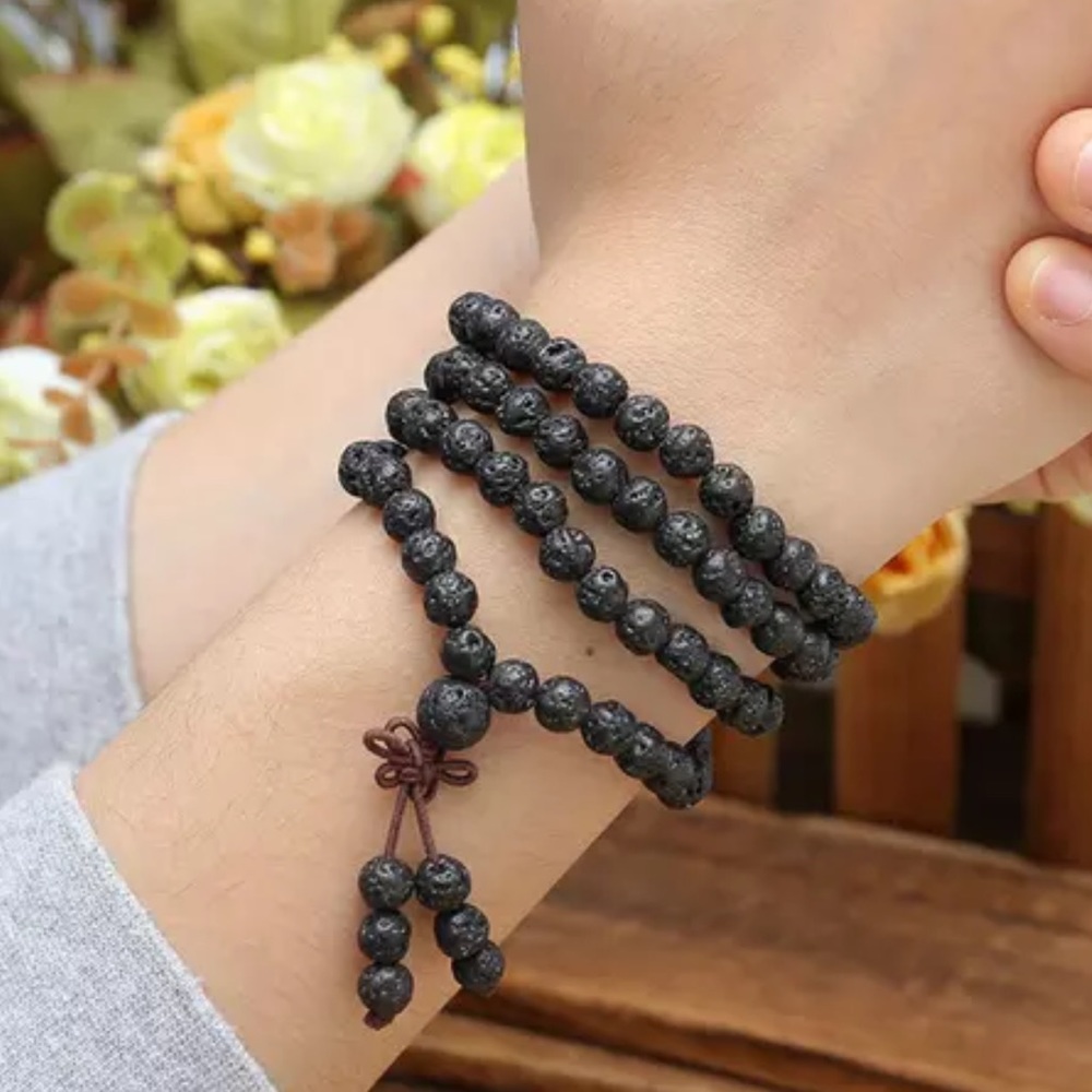 Lava Stone GROUNDING Meditation Mala Necklace/bracelet 6mm or 8mm - Picture 1 of 4
